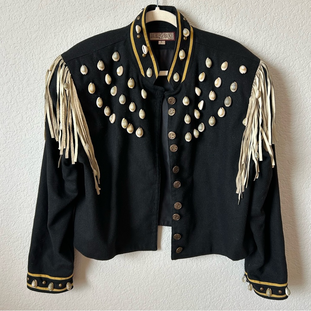 Vintage Double D Ranch Wool-Blend Fringe Jacket with Shell Accent, Size L - Picture 3 of 13